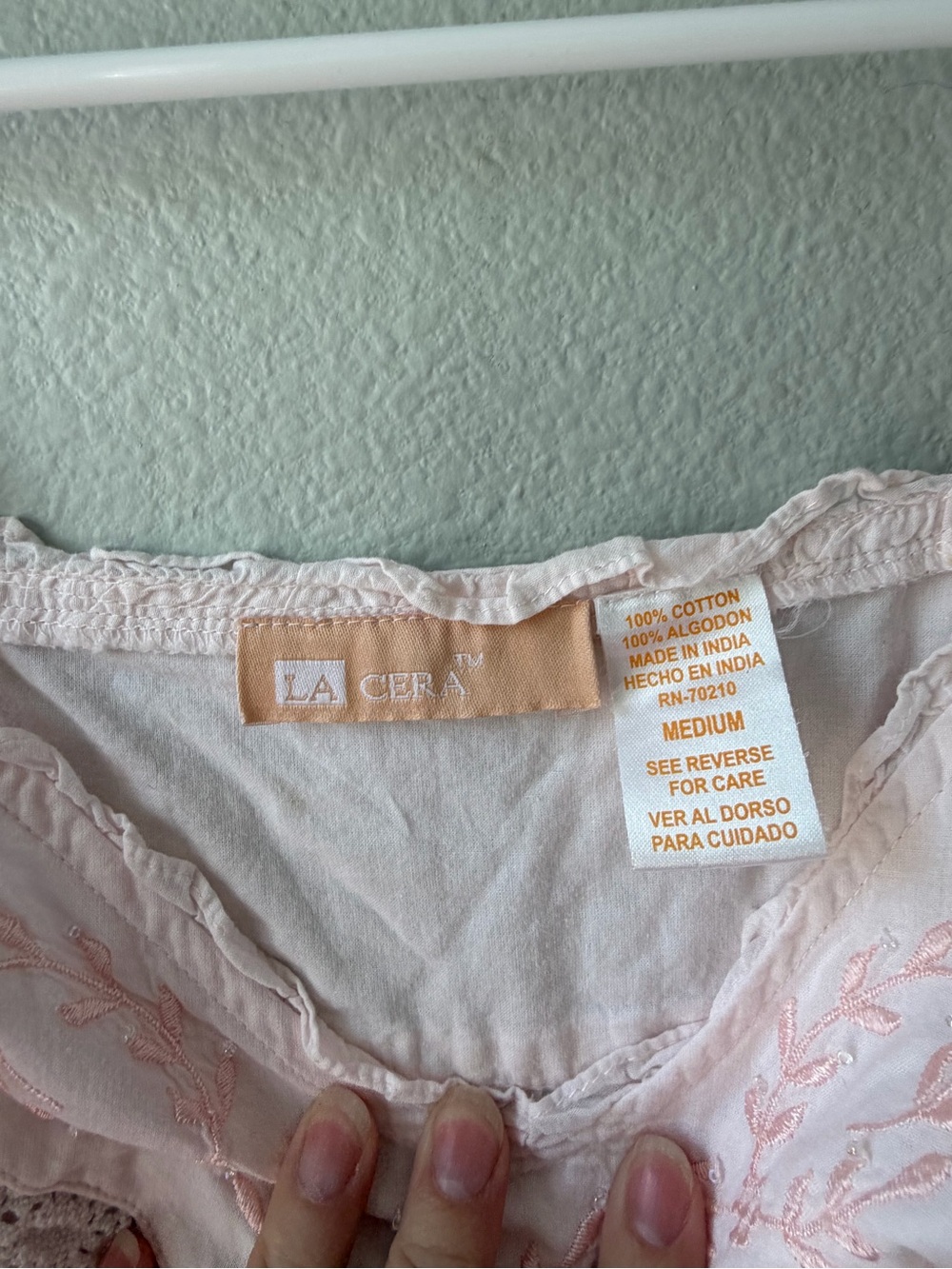 Vintage Pale Pink Embroidered Cotton Chemise Nightgown Sz Medium Cotton Tradwife - Picture 5 of 6